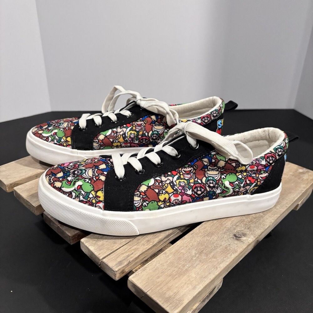 Super Mario Brothers Ground Up Sneakers Size 6 Canvas Shoes Multicolor Nintendo
